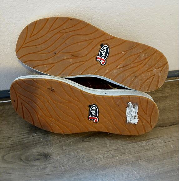 Justin casual slip on western leather shoes in walnut Size 5.5 - Picture 6 of 6